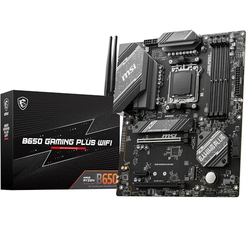 MSI B650 Gaming Plus WiFi Motherboard (unterstützt AMD Ryzen 7000 Prozessoren, AM5 - DDR5 Memory Boost 6400+MHz/OC, 2 x PCIe 4.0 x16, 2 x M.2 Gen4, Wi-Fi 6E, ATX) von MSI