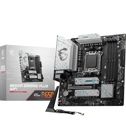 MSI B650M Gaming Plus WiFi Motherboard, mATX - Unterstützt Ryzen 9000, 8000 & 7000 Prozessoren, AM5 - DDR5 Memory Boost 7800+ MHz/OC, PCIe 4.0 x16, M.2 Gen4, Wi-Fi 6E von MSI