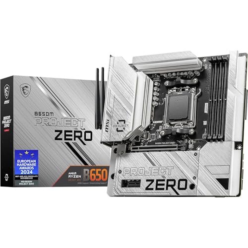 MSI B650M Project Zero Motherboard, Back-Connect Micro-ATX - Unterstützt AMD Ryzen 7000 Serie Prozessoren, AM5 - DDR5 Memory Boost 6400+MHz/OC, 1 x PCIe 4.0 x16, 2 x M.2 Gen4, Wi-Fi 6E von MSI