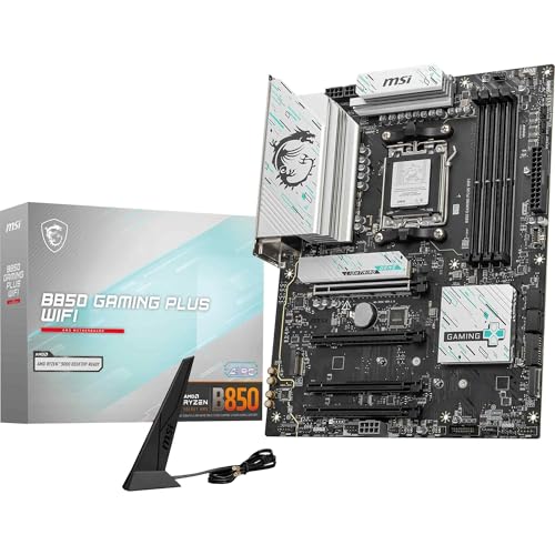 MSI B850 Gaming Plus WiFi Mainboard, ATX - Unterstützt AMD Ryzen 9000/8000 / 7000 Prozessoren, AM5 - DDR5 Memory Boost 8200+ MT/s (OC), PCIe 5.0 x16 & 4.0 x16, M.2 Gen5, Wi-Fi 7, 5G LAN von MSI
