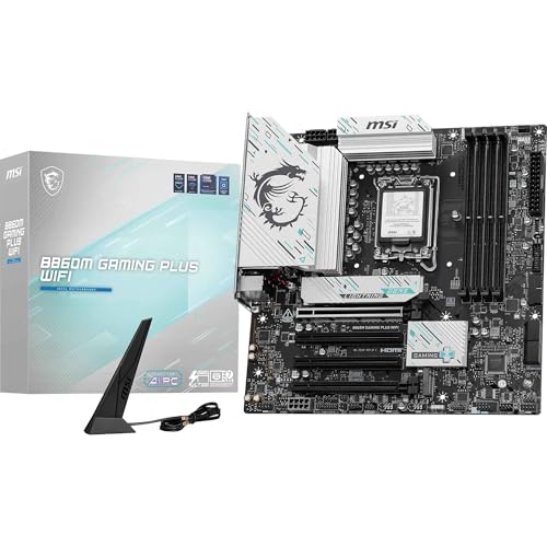 MSI B860M Gaming Plus WiFi Mainboard, mATX - Unterstützt Intel Core Ultra Prozessoren (Series 2), LGA 1851 - DDR5 Memory Boost 8600+ MT/s (OC), PCIe 5.0 x16, M.2 Gen5, Intel Killer 5G LAN, Wi-Fi 7 von MSI
