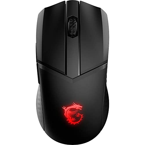 MSI CLUTCH GM41 LIGHTWEIGHT WIRELESS Gaming Mouse - 20.000 DPI Optischer Sensor, symmetrisch, 60Mio+ Click OMRON Schalter, 6 Tasten, 80Std-Akku, Ladestation, 1ms Latenz, RGB, 74g - kabellos, schwarz von MSI