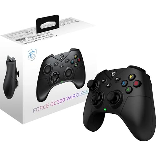 MSI FORCE GC300 WIRELESS PC Gamepad Controller - 2,4 GHz, Bluetooth, USB Typ-C auf A - kabelgebunden/drahtlos, 600mAh Li-Ionen-Akku (20h), austauschbare D-Pad-Abdeckungen, zwei Vibrationsmotoren von MSI