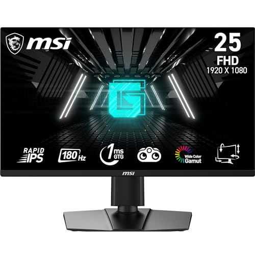 MSI FHD Rapid IPS Gaming Sync, kostenlos, 1 ms, 1920 x 1080, 180 Bildwiederholrate, Gaming-Monitor, 25 Zoll (Optix G255PF E2) von MSI