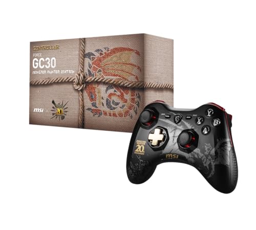 MSI FORCE GC30 MONSTER HUNTER EDITION - Gaming Controller mit Vibrationssystem (kabellos, für PC und Android, bis zu 8 Stunden Akku Laufzeit, Monster Hunter Design, 217 Gramm) von MSI