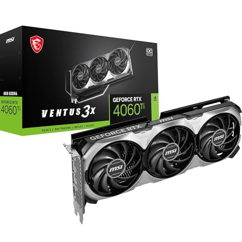 MSI GeForce RTX 4060 Ti Ventus 3X E 8G OC Graphics Card - RTX 4060 Ti GPU, 8GB GDDR6 (18Gbps/128-bit), PCIe 4.0-3 x TORX Fan 4.0 - HDMI 2.1a, DisplayPort 1.4a von MSI