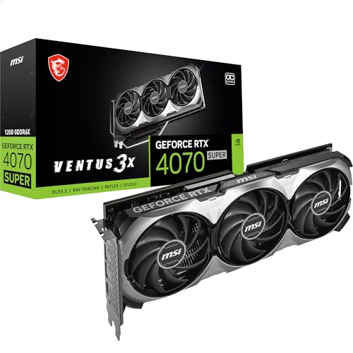 MSI GeForce RTX 4070 SUPER 12G Ventus 3X OC Grafikkarte, NVIDIA RTX 4070 SUPER, 12 GB GDDR6X Speicher, 21Gbps, PCIe 4.0, DLSS3.5 von MSI