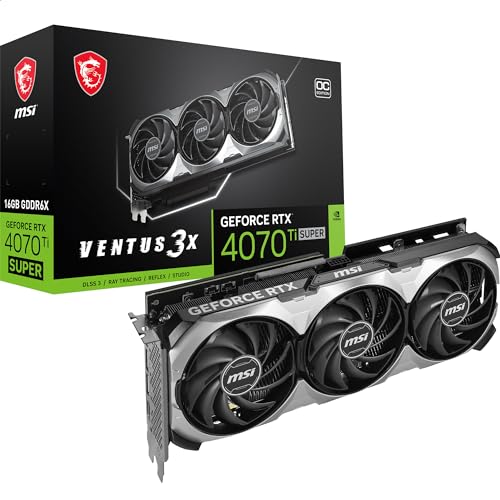 MSI GeForce RTX 4070 Ti SUPER 16G Ventus 3X OC Grafikkarte, NVIDIA RTX 4070 Ti SUPER, 16 GB GDDR6X Speicher, 21Gbps, PCIe 4.0, DLSS3.5 von MSI