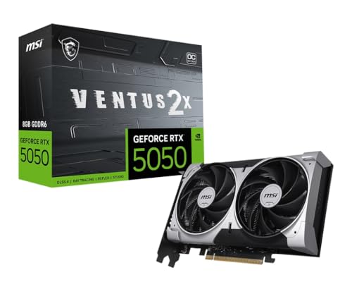 MSI GeForce RTX 5050 8G Ventus 2X OC - 8GB GDDR6 (20Gbps/128-bit), PCIe 5, Boost: 2602 Hz, HDMI 2.1b, DisplayPort 2.1b von MSI