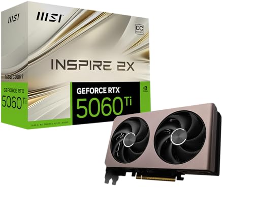 MSI GeForce RTX 5060 Ti 16G Inspire 2X OC - 16GB GDDR7 (28Gbps/128-bit), PCIe 5, Boost: 2617 MHz, HDMI 2.1b, DisplayPort 2.1b von MSI
