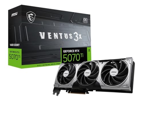 MSI GeForce RTX 5070 Ti 16G Ventus 3X OC — 16GB GDDR7 (28Gbps/256-bit), PCIe 5, Boost: 2482 MHz, HDMI 2.1b, DisplayPort 2.1b von MSI