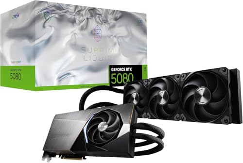 MSI GeForce RTX 5080 16G SUPRIM Liquid SOC — 16GB GDDR7 (30Gbps/256-bit), PCIe 5, Boost: 2745 MHz, Wasserkühlung, HDMI 2.1b, DisplayPort 2.1b von MSI