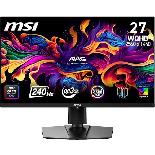 MSI MAG 271QP QD-OLED X24 Gaming Monitor 26,5 Zoll WQHD - Quantum Dot OLED 2560 x 1440, 240Hz / 0,03ms, 99% DCI-P3, ΔE≤2, DisplayHDR True Black 400 - DP 1.4a, HDMI 2.1 MSI MAG 271QP QD-OLED X24 Gaming Monitor 26,5 Zoll WQHD - Quantum Dot OLED 2560 x 1440, 240Hz / 0,03ms, 99% DCI-P3, ΔE≤2, DisplayHDR True Black 400 - DP 1.4a, HDMI 2.1 von MSI