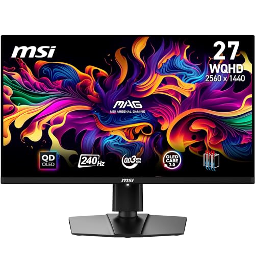MSI MAG 271QPX QD-OLED E2 Gaming Monitor 26,5 Zoll WQHD – Panel 2560 x 1440 Quantum Dot OLED, 240 Hz/0,03 ms, 99% DCI-P3, ΔE≤2, DisplayHDR True Black 400 – DP 1.4a, HDMI™ 2.1, USB Type-C C von MSI