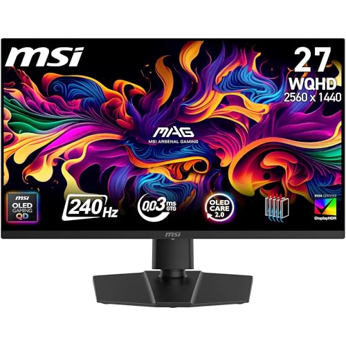 MSI MAG 273QP QD-OLED X24 26,5-Zoll-WQHD-Gaming-Monitor – 2560 x 1440 Quantum Dot OLED Panel 240 Hz / 0,03 ms, 99% DCI-P3, ΔE≤2, DisplayHDR True Black 400, DP 1.4a, HDMI 2.1 MSI MAG 273QP QD-OLED X24 26,5-Zoll-WQHD-Gaming-Monitor – 2560 x 1440 Quantum Dot OLED Panel 240 Hz / 0,03 ms, 99% DCI-P3, ΔE≤2, DisplayHDR True Black 400, DP 1.4a, HDMI 2.1 von MSI