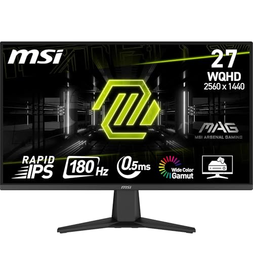 MSI MAG 275QF 27 Zoll WQHD Gaming Monitor - 2560 x 1440 Rapid IPS Panel, 180 Hz / 0.5ms (GtG, Min.),101% sRGB Colour Gamut, Frameless Design, HDR Ready - DisplayPort 1.4, HDMI 2.0b(WQHD@144Hz) von MSI