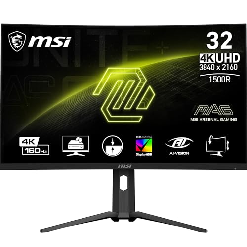 MSI MAG 321CUPDE 31,5 Zoll UHD Curved Gaming Monitor - 1500R 3840 x 2160 VA Panel, 160Hz / 1ms, Adaptive-Sync - DP 1.4a, USB Typ-C (DP alt., w/ 15W PD), HDMI 2.1 CEC von MSI