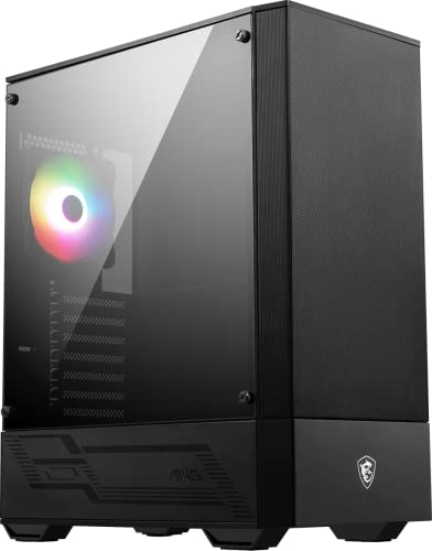 MSI MAG Forge 110R Mid-Tower ATX Gehäuse (2X USB 3.0 Anschluss, 1x 120mm A-RGB Fan im Lieferumfang, schwarz, RGB) MAGFORGE110R von MSI