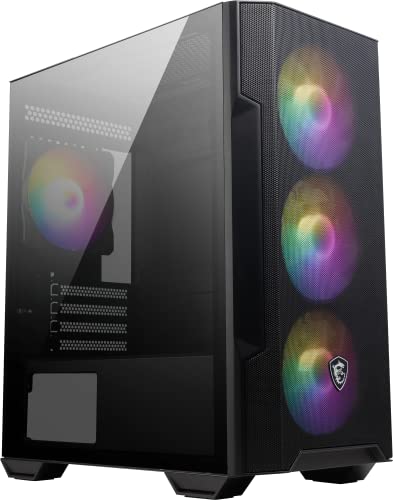 MSI MAG FORGE M100R Mini-Tower PC-Gehäuse, gehärtetes Glas, unterstützt Micro-ATX & Mini-ITX, Mesh-Front, 4x 120mm ARGB Lüfter mit Hub Controller, Magnetischer Staubfilter, USB 3.2 Gen 1 Typ-A von MSI