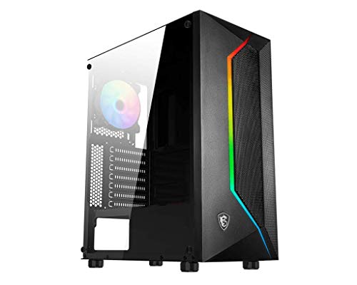 MSI MAG Vampiric 100R Mid-Tower ATX Gehäuse (1x USB 3.1 Anschluss, 1x 120mm A-RGB Fan im Lieferumfang, schwarz, RGB) von MSI