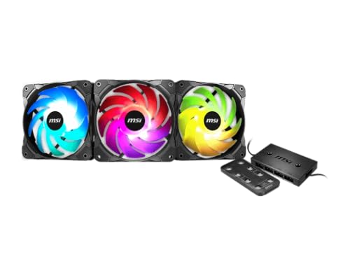 MSI MAX F12A-3H 120 mm Gehäuse Lüfter (3 x 120 mm Lüfter, LED-Steuerung, Fernbedienung, 3er Pack, schwarz, ARGB) A-RGB von MSI