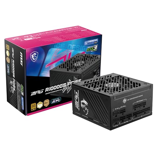 MSI MPG A1000GS PCIE5 ATX 3.1 Gaming-Netzteil, modular, 80 Plus Gold 1000 W, 100% japanische 105 °C Kondensatoren, ATX-Netzteil MSI MPG A1000GS PCIE5 ATX 3.1 Gaming-Netzteil, modular, 80 Plus Gold 1000 W, 100% japanische 105 °C Kondensatoren, ATX-Netzteil von MSI