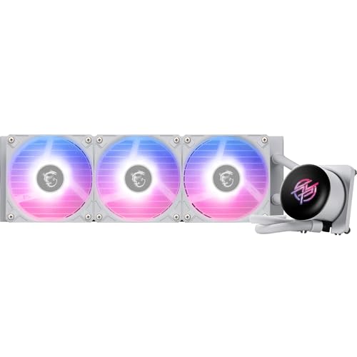 MSI MPG CORELIQUID P13 360 WHITE AIO CPU-Wasserkühlung – Vollflächige und schraubenlose Kupferbasis, verbessertes Wasserkanaldesign, ARGB GEN2, CycloBlade 9, Split-Flow-Radiator, Rifle-Lager-Lüfter von MSI