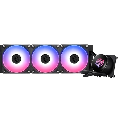 MSI MPG CORELIQUID P13 360 AIO CPU-Wasserkühlung – Vollflächige und schraubenlose Kupferbasis, verbessertes Wasserkanaldesign, ARGB GEN2, CycloBlade 9, Split-Flow-Radiator, Rifle-Lager-Lüfter von MSI