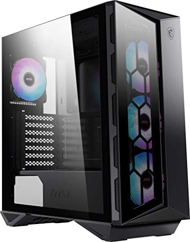 MSI MPG GUNGNIR 110R – Premium Mid-Tower PC-Gaming-Gehäuse – Seitenwand aus gehärtetem Glas – RGB 120 mm Lüfter – Flüssigkeitskühlung unterstützt bis zu 360 mm Kühler x 1 – Kabelmanagement-System von MSI