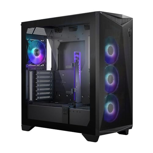 MSI MPG GUNGNIR 300R Airflow Mid-Tower PC-Gehäuse - E-ATX Unterstützung, Grafikkartenständer, schaltbare Halterung, ARGB-PWM-Lüfter, Staubfilter, Kabelführung, USB 3.2 Gen 2x2 Typ-C von MSI