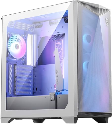 MSI MPG GUNGNIR 300R Airflow White Mid-Tower PC-Gehäuse - E-ATX Kapazität, Grafikkartenständer, schaltbare Halterung, ARGB-PWM-Lüfter, Staubfilter, Kabelführung, USB 3.2 Gen 2x2 Typ-C von MSI