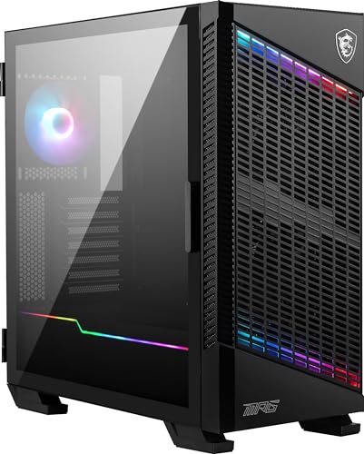 MSI MPG VELOX 100P AIRFLOW Mid-Tower PC-Gehäuse, geeignet für E-ATX-Mainboard, Seitenpanel aus gehärtetem Glas, optimiert für Airflow, Mystic Light, unterstützt 2x 360mm-Kühler, seitliche Lufteinlässe von MSI