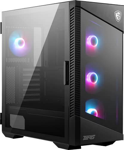 MSI MPG Velox 100R - Mid-Tower Gaming-PC-Gehäuse: Seitenwand aus gehärtetem Glas, 4 x 120 mm ARGB-Lüfter, Flüssigkeitskühlung unterstützt bis zu 360 mm Kühler, Netz-Panel für optimierten Luftstrom von MSI