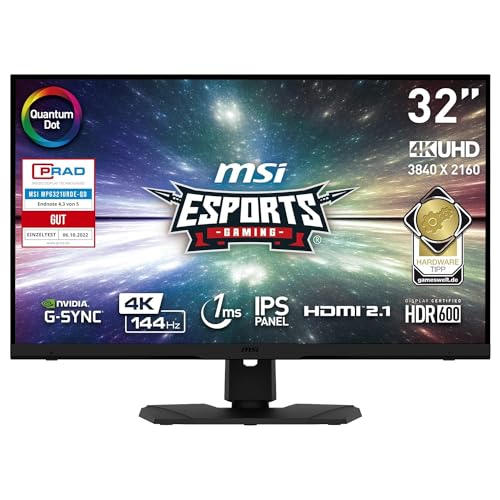 MSI MPG321URDE-QD 32 Zoll 4K Quantum Dot Gaming Monitor, UHD (3840x2160), 144 Hz, 1 ms, IPS Panel, HDR600, schwarz von MSI