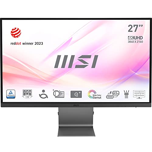 MSI Modern MD271ULDE 27 Zoll (69 cm) Flat LED Monitor, UHD (3840x2160), IPS Panel, USB-C 65 W, 60 Hz, 16:9, Adaptive-Sync, Grau von MSI