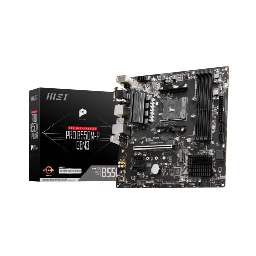 MSI PRO B550M-P GEN3-Motherboard, Micro-ATX, AM4 — AMD Ryzen 5000-fähig — DDR4 Boost 4400+MHz/OC, PCIe 3.0 x16-Steckplatz, 1 x M.2-Gen3-Steckplatz, 1 x M.2-Gen3-Steckplatz, 1G-LAN MSI PRO B550M-P GEN3-Motherboard, Micro-ATX, AM4 — AMD Ryzen 5000-fähig — DDR4 Boost 4400+MHz/OC, PCIe 3.0 x16-Steckplatz, 1 x M.2-Gen3-Steckplatz, 1 x M.2-Gen3-Steckplatz, 1G-LAN von MSI