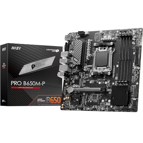 MSI PRO B650M-P Motherboard, Micro-ATX - Unterstützt AMD Ryzen 7000 Series Prozessoren, AM5 - DDR5 Memory Boost 6000+MHz/OC, 1 x PCIe 4.0 x16, 2 x M.2 Gen4, 2.5G LAN von MSI