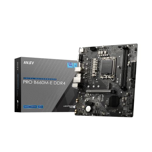 MSI PRO B660M-E DDR4 Mainboard Micro-ATX - unterstützt Intel Core Prozessoren 12. Generation, LGA 1700 - DDR4 Memory Boost 4600+MHz/OC, PCIe 4.0 x16 Slot, 1 x M.2 Gen3 Slot, Intel 1G LAN von MSI
