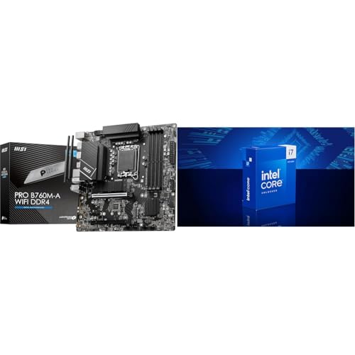 MSI PRO B760M-A WiFi DDR4 Mainboard Micro-ATX - Unterstützt Intel Core Prozessoren der 12. + Intel® Core™ i7-14700K Desktop Processor 20 cores von MSI