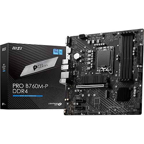 MSI PRO B760M-P DDR4 Mainboard, Unterstützt Intel 12., 13. & 14. Gen Core Prozessoren, LGA 1700, DDR4 Memory Boost 4800+MHz/OC, PCIe 4.0 x16 Slot, M.2 Gen4 Slots, Micro-ATX,divers,M-ATX MSI PRO B760M-P DDR4 Mainboard, Unterstützt Intel 12., 13. & 14. Gen Core Prozessoren, LGA 1700, DDR4 Memory Boost 4800+MHz/OC, PCIe 4.0 x16 Slot, M.2 Gen4 Slots, Micro-ATX,divers,M-ATX von MSI