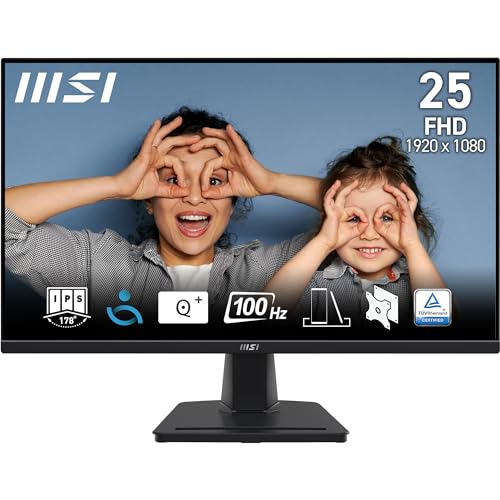 MSI PRO MP252 24.5 Inch Full HD Office Monitor - 1920 x 1080 IPS Panel, 100 Hz, Eye-Friendly Screen, Built-in Speakers, Tilt-Adjustable - HDMI 1.4b, D-Sub (VGA) von MSI