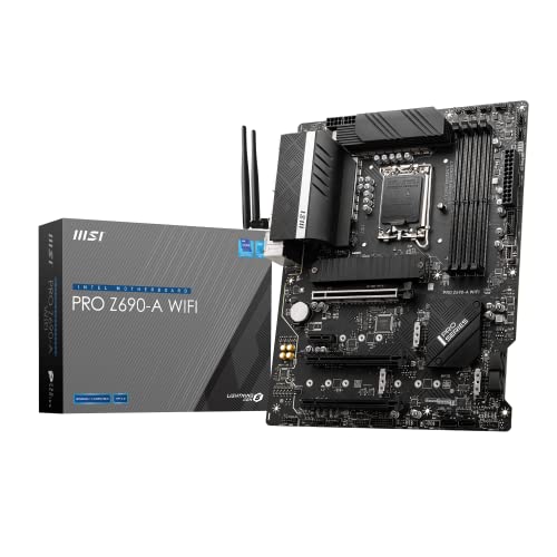 MSI PRO Z690-A WIFI Mainboard ATX, unterstützt Intel Prozessoren 12. Generation, LGA 1700, 14 Duet Rail 55A VRM, DDR5 Memory Boost 6400MHz/OC, 1 x PCIe 5.0 x16, 3 x M.2 Gen4 x4, 2.5G LAN, Wi-Fi 6E von MSI