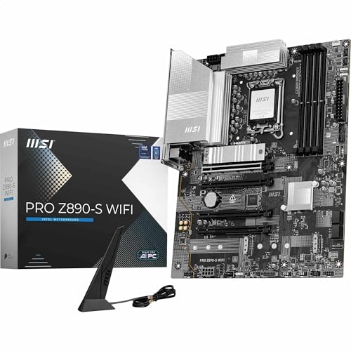 MSI PRO Z890-S WiFi Mainboard, ATX - Unterstützt Intel Core Ultra Prozessoren (Series 2), LGA 1851 - DDR5 Memory Boost (8600+ MT/s OC), PCIe 5.0 x16 & 4.0 x16, M.2 Gen5, Wi-Fi 7, 2.5G LAN von MSI
