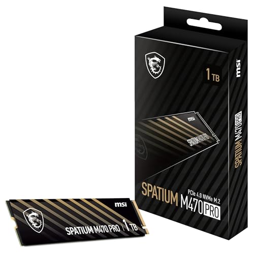 MSI SPATIUM M470 PRO SSD 1 TB – PCIe 4.0 NVMe M.2 interne Solid-State-Festplatte, 6000 MB/s Lesen & 4500 MB/s Schreiben, 3D NAND, integrierte Datensicherheit, Center – 5 Jahre Qualität (320 TBW) MSI SPATIUM M470 PRO SSD 1 TB – PCIe 4.0 NVMe M.2 interne Solid-State-Festplatte, 6000 MB/s Lesen & 4500 MB/s Schreiben, 3D NAND, integrierte Datensicherheit, Center – 5 Jahre Qualität (320 TBW) von MSI