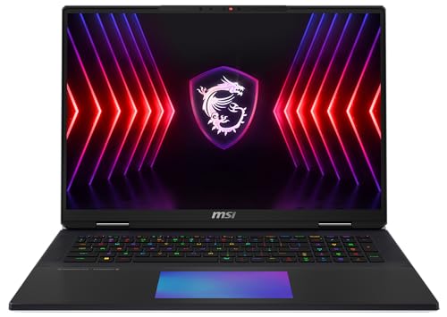 MSI Titan 18 HX Gaming Laptop, 18,0" UHD+ Mini-LED 120Hz, Intel® Core™ i9 14900HX, NVIDIA GeForce RTX 4090, 32GB DDR5, 2TB SSD, Windows 11 Pro, QWERTZ Tastatur, A14VIG-206, Schwarz/Silber von MSI