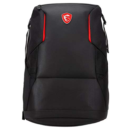 MSI Urban Raider Gaming-Laptop-Rucksack, schneller Zugriff, gepolstertes Mesh, leichtes Polyester-Außenmaterial, passend für bis zu 43,2 cm (17 Zoll) Laptop, wasserabweisend IPX-2, Medium von MSI