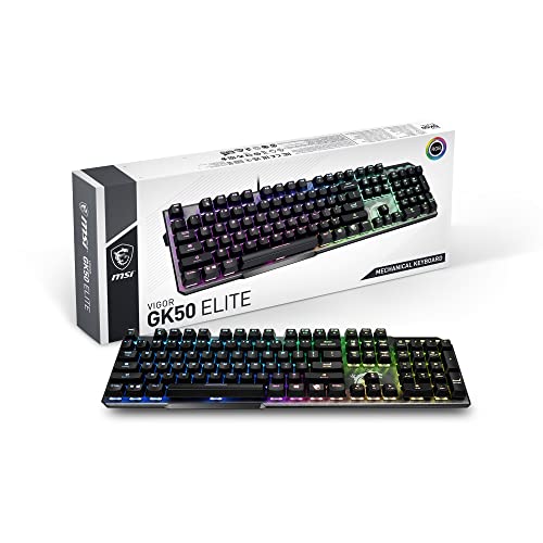 MSI Vigor GK50 Elite Box White Mechanische Gaming-Tastatur, AZERTY FR, Clicky-Switches, ergonomisch, gebürstetes Metall-Finish, rutschfeste Basis, RGB durch Mystic Light-Taste, USB 2.0, Größe MSI Vigor GK50 Elite Box White Mechanische Gaming-Tastatur, AZERTY FR, Clicky-Switches, ergonomisch, gebürstetes Metall-Finish, rutschfeste Basis, RGB durch Mystic Light-Taste, USB 2.0, Größe von MSI