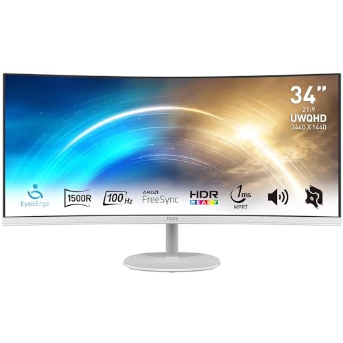 Monitorius MSI PRO MP341CQW 34inch VA UWQHD Curved 100Hz 4ms 2xHDMI2.0 DP Speakers von MSI