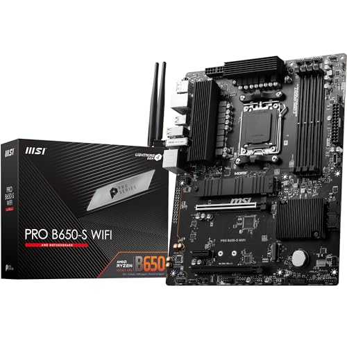MSI PRO B650-S WiFi Motherboard, ATX - Unterstützt AMD Ryzen 7000 Serie Prozessoren, AM5 - DDR5 Memory Boost 6000+MHz/OC, 2 x PCIe 4.0 x16, 2 x M.2 Gen4, Wi-Fi 6E von MSI