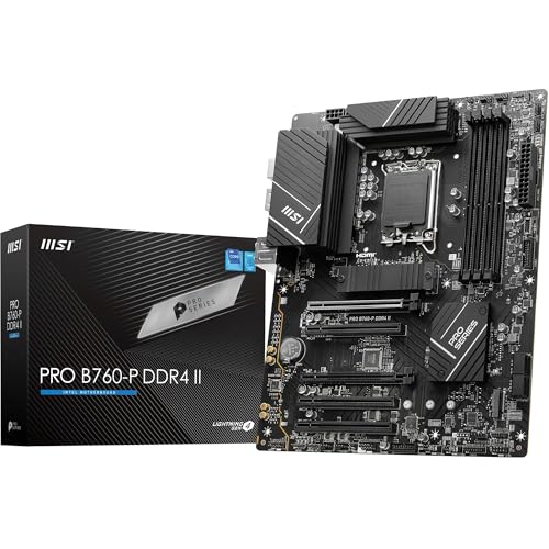 MSI PRO B760-P DDR4 II Mainboard, Micro-ATX - Unterstützt Intel Core Prozessoren der 12., 13. & 14. Generation, LGA 1700 - DDR4 Memory Boost 5333+MHz/OC, PCIe 4.0 x16 Slots, M.2 Gen4 Slots, 2.5G LAN von MSI